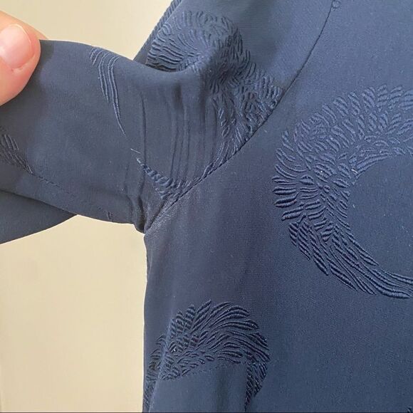 Nevenka Dress Navy Blue Embroidered Shift Crescent Moon - Picture 3 of 12